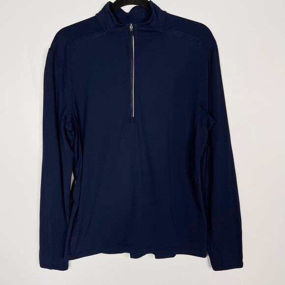 Lululemon Mens Small S Navy Blue Surge Warm 1/2 Zip Pullover Shirt Top Stretch - Picture 1 of 9